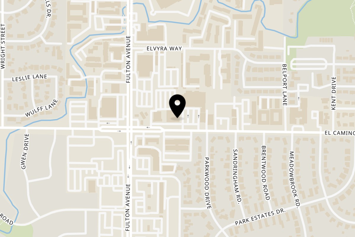 Map showing the location of Palace Bar & Grill on 2645 El Camino Ave Ste A in Sacramento